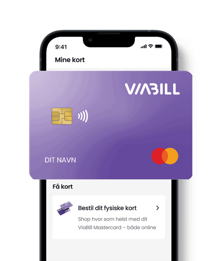 viabill-mastercard-card ViaBill Mastercard mockup på mobil – fleksibel betaling online og i butik